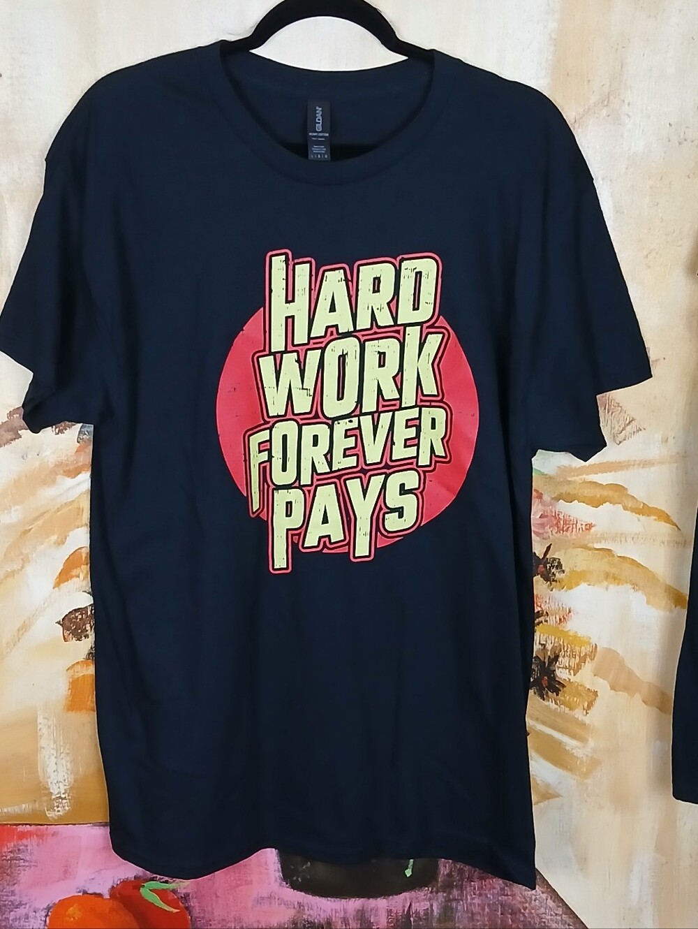 Gildan Heavy Cotton Hard Work Forever Pays Graphic T-Shirt - Size Large